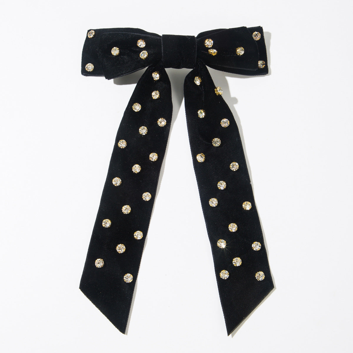 Hairpin Flocking High-End Diamond Spring Clip Double-Layer Bow Fashionable Ladylike Elegant Versatile Hair